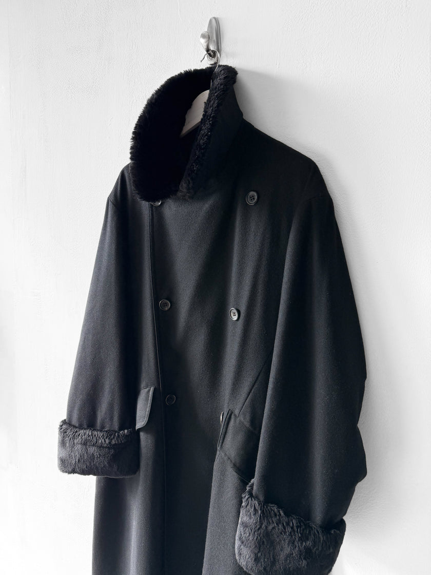 YOHJI YAMAMOTO - A/W 1996 DOUBLE BREASTED LONG FUR COAT