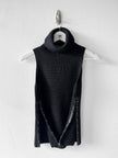 GUCCI by TOM FORD - F/W 2003 CHUNKY KNIT VEST TOP WITH LEATHER TRIMMED SIDE SLITS AND HOOK DETAILS