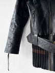 JAPANESE LABEL - late 1990s LEATHER JACKET WITH KNITTED HEM AND ZIP AT BACK