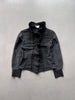 1980s BLACK PLEATED RUFFLED HIGH-COLLAR SHIRT