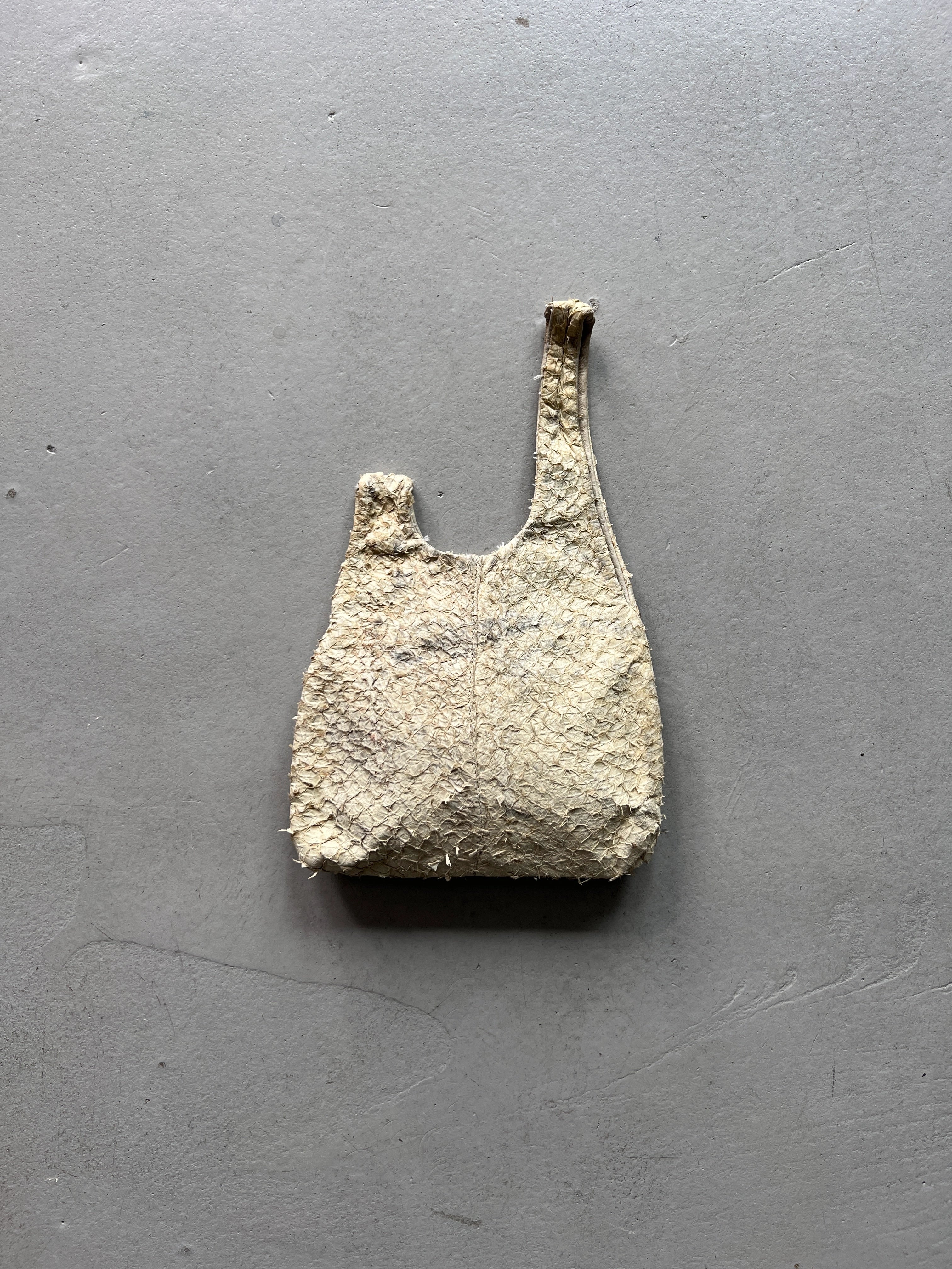 HELMUT LANG - 2001 NORWEGIAN FISH LEATHER PULL TROUGH POUCH BAG