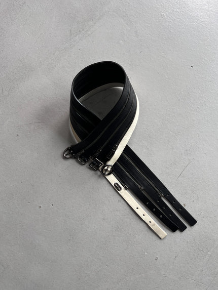 JOHN RICHMOND 1983 ARCHIVE TRIPLE-ZIP BUCKLED LEATHER BELT SAMPLE