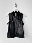 ANTONIO MARRAS - early 2000s ASYMMETRIC LEATHER VEST WITH CONTRASTING SATIN PANELS
