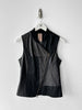 ANTONIO MARRAS - early 2000s ASYMMETRIC LEATHER VEST WITH CONTRASTING SATIN PANELS