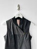 ANTONIO MARRAS - early 2000s ASYMMETRIC LEATHER VEST WITH CONTRASTING SATIN PANELS