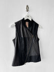 ANTONIO MARRAS - early 2000s ASYMMETRIC LEATHER VEST WITH CONTRASTING SATIN PANELS