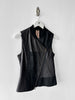 ANTONIO MARRAS - early 2000s ASYMMETRIC LEATHER VEST WITH CONTRASTING SATIN PANELS