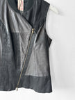 ANTONIO MARRAS - early 2000s ASYMMETRIC LEATHER VEST WITH CONTRASTING SATIN PANELS
