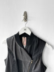 ANTONIO MARRAS - early 2000s ASYMMETRIC LEATHER VEST WITH CONTRASTING SATIN PANELS