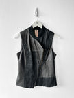 ANTONIO MARRAS - early 2000s ASYMMETRIC LEATHER VEST WITH CONTRASTING SATIN PANELS