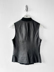 ANTONIO MARRAS - early 2000s ASYMMETRIC LEATHER VEST WITH CONTRASTING SATIN PANELS