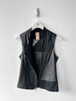 ANTONIO MARRAS - early 2000s ASYMMETRIC LEATHER VEST WITH CONTRASTING SATIN PANELS
