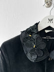 COMME DES GARÇONS - 1990s VELVET BLAZER WITH FLORAL APPLIQUÉ COLLAR