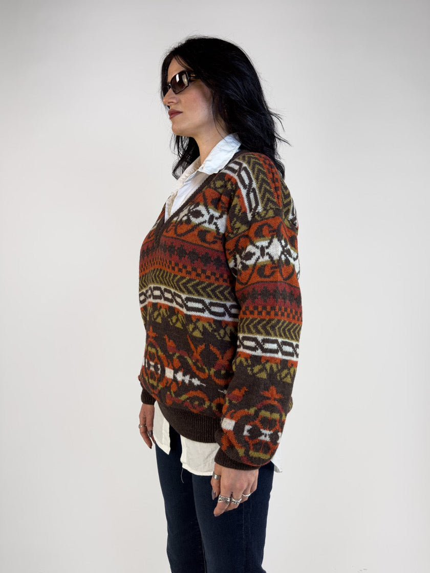 1980s V NECK KNIT JUMPER