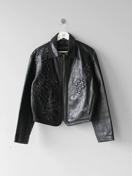 CALUGI E GIANNELLI - 1980s FROG MOTIFS LEATHER JACKET