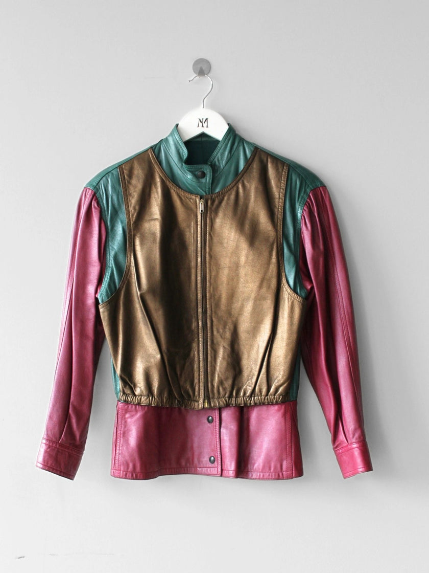 GIORGIO ARMANI – early 1980s COLOUR BLOCK LEATHER JACKET