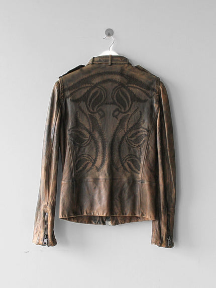 GUCCI BY FRIDA GIANNINI S/S 2011-2012  EMBROIDERED BACK LEATHER JACKET