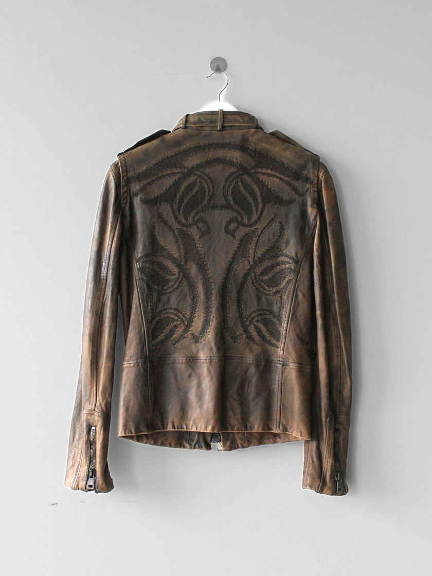 GUCCI BY FRIDA GIANNINI S/S 2011-2012  EMBROIDERED BACK LEATHER JACKET