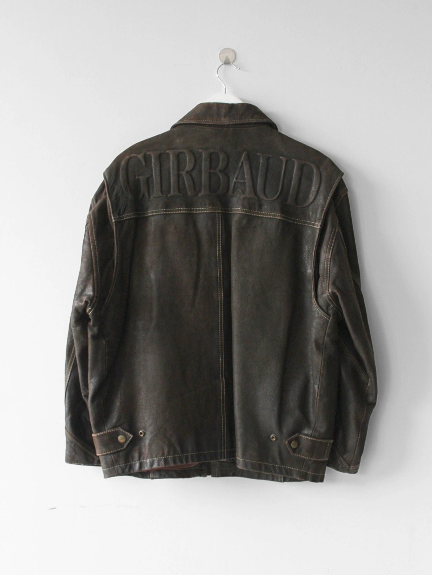 MARITHÉ + F.GIRBAUD 1990s EMBOSSED LOGO AT BACK LEATHER JACKET