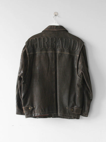 MARITHÉ + F.GIRBAUD 1990s EMBOSSED LOGO AT BACK LEATHER JACKET