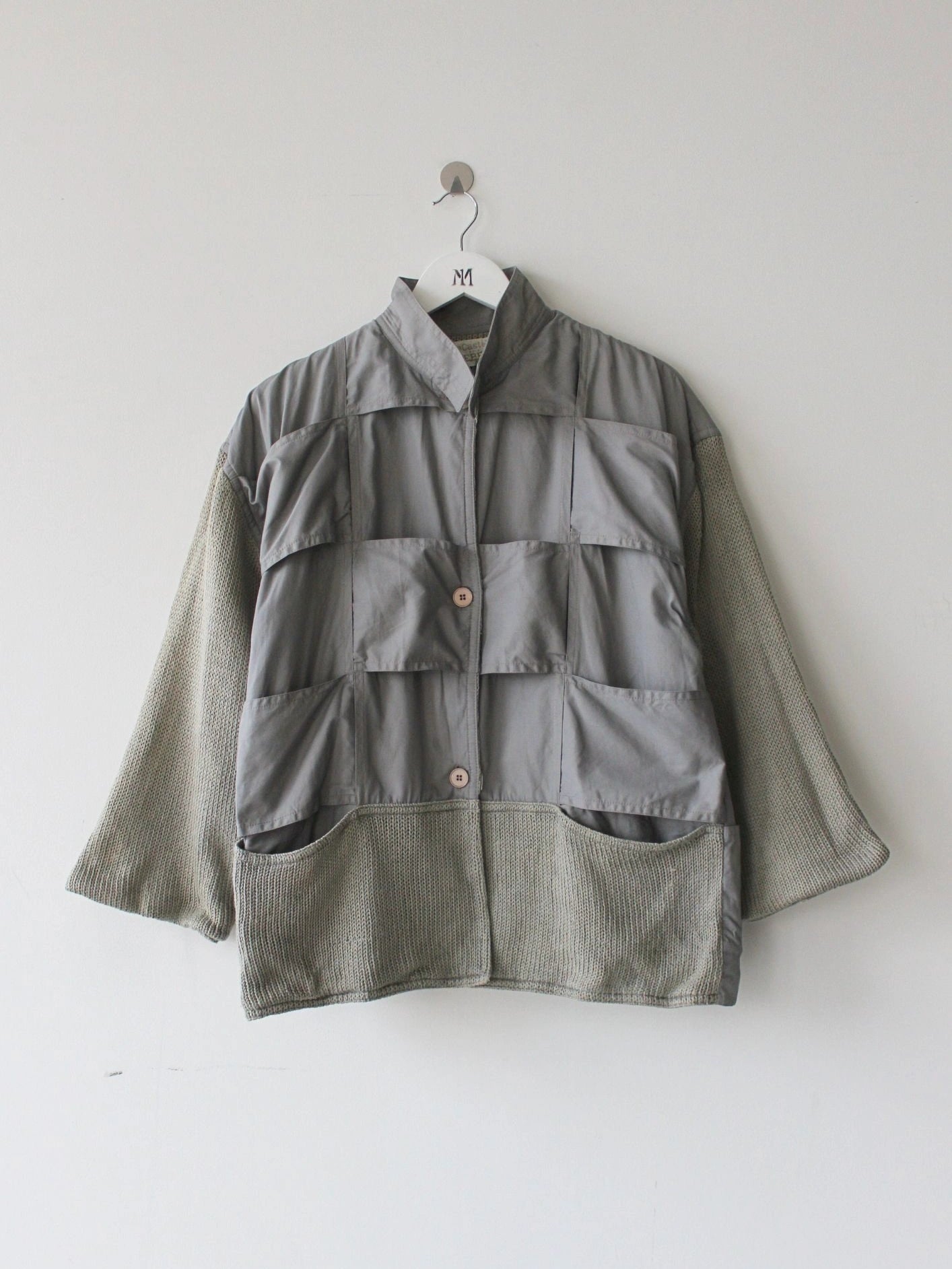 ICEBERG BY JC DE CASTELBAJAC 1980s HYBRID KNIT NYLON JACKET