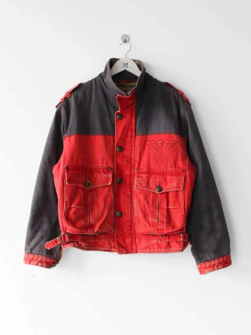 ARMANI JEANS 1990s SAMPLE CONTRASTING DENIM BOMBER JACKET
