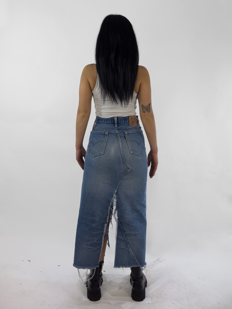 REWORKED - HIGHWAIST DENIM MAXI SKIRT