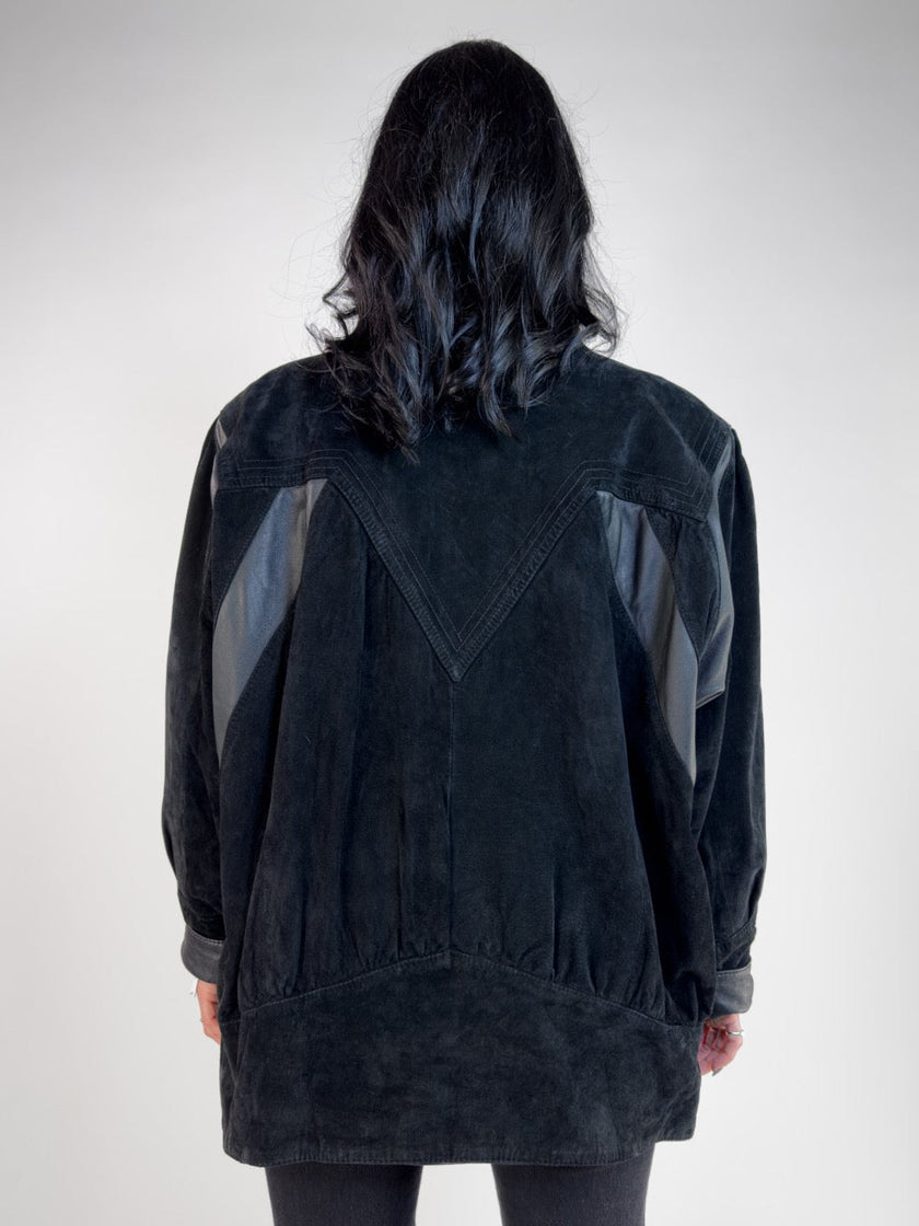 1980s PADDED SHOULDER SUEDE JACKET