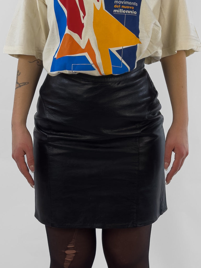 1990s HIGH WAIST LEATHER SKIRT