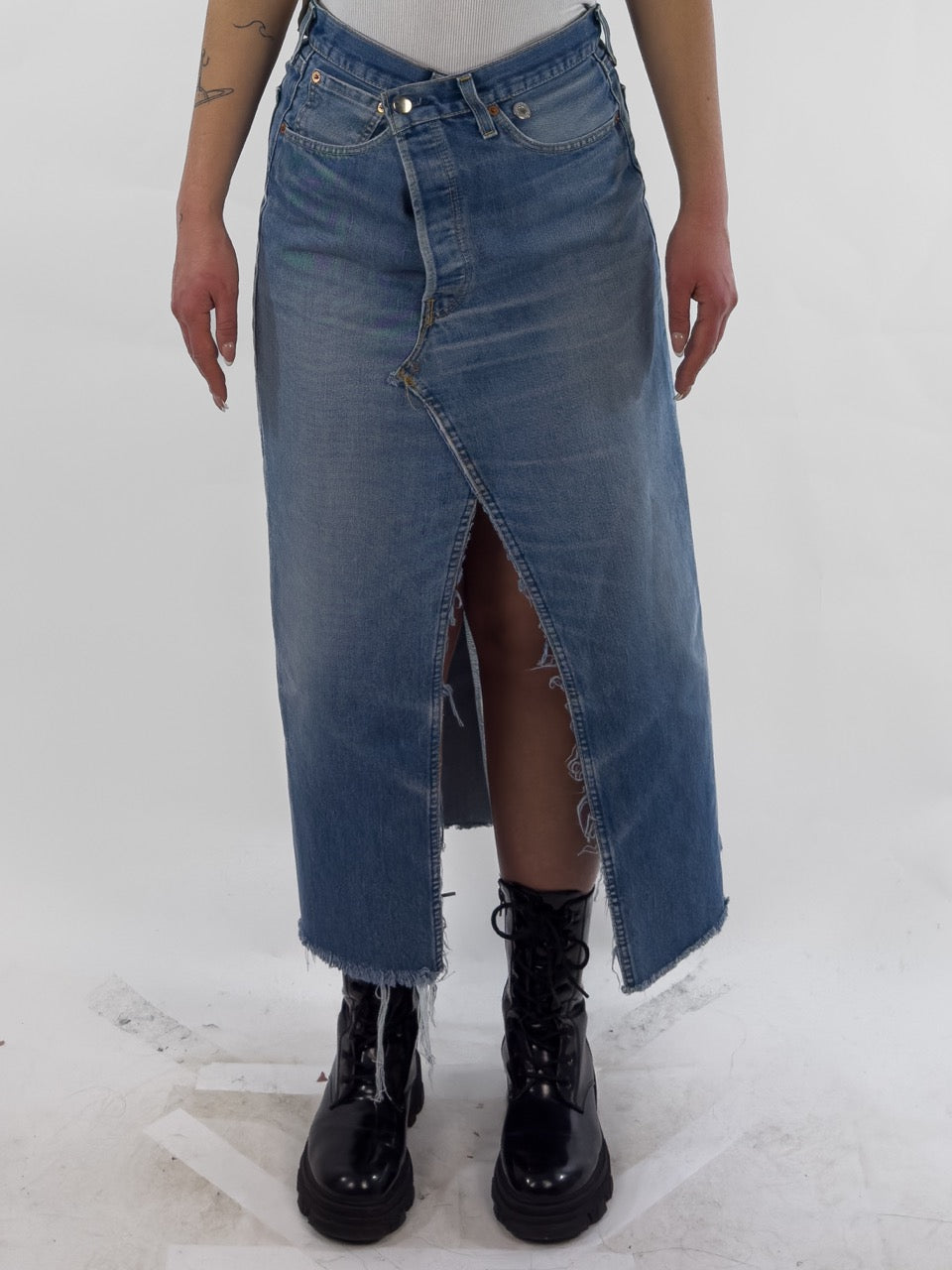 REWORKED - HIGHWAIST DENIM MAXI SKIRT