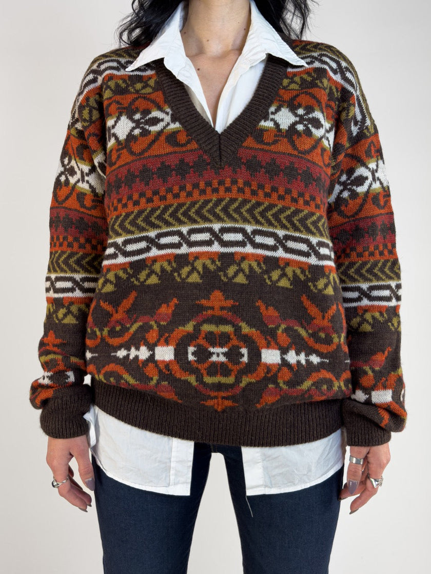 1980s V NECK KNIT JUMPER