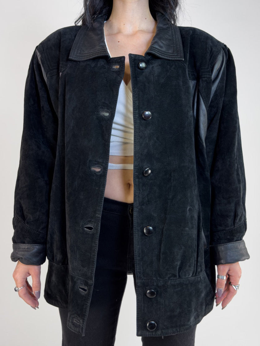 1980s PADDED SHOULDER SUEDE JACKET
