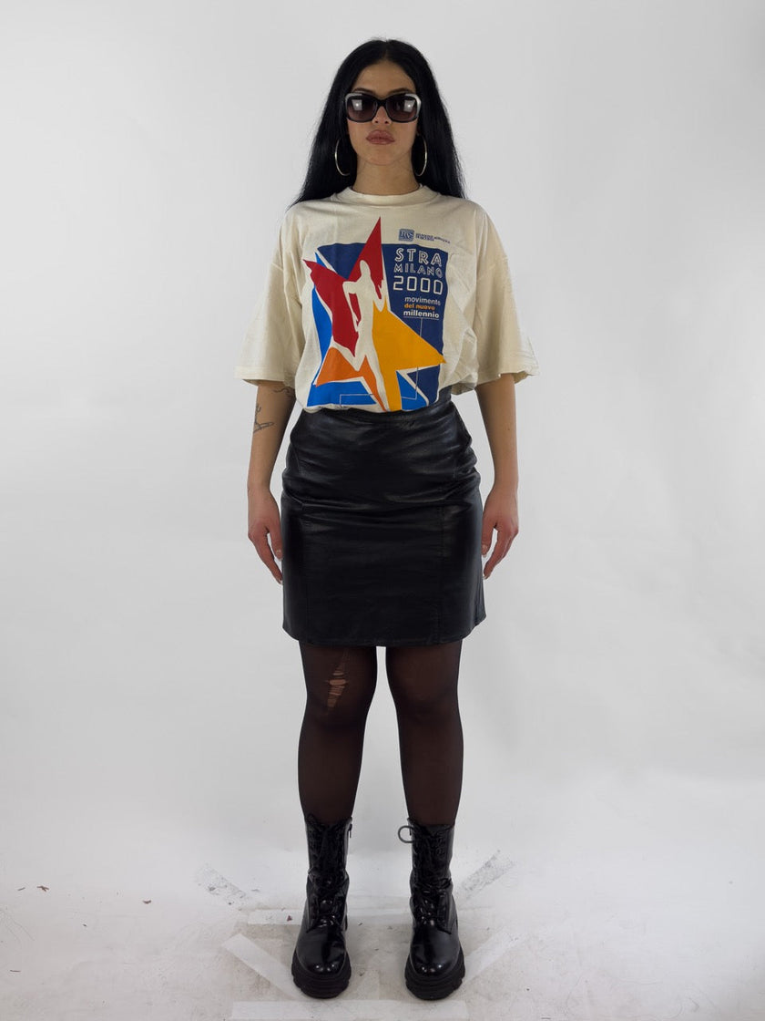 1990s HIGH WAIST LEATHER SKIRT