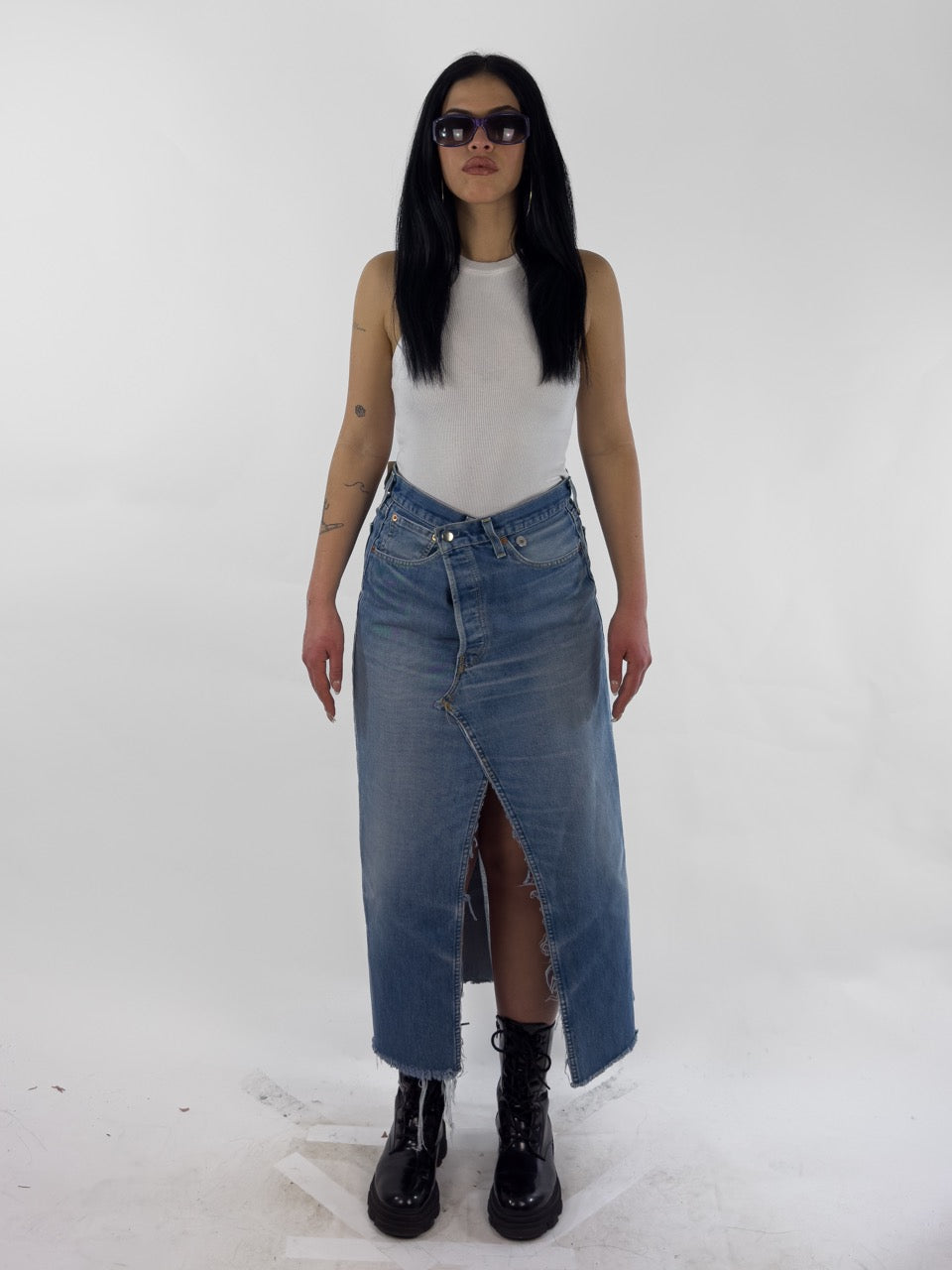 REWORKED - HIGHWAIST DENIM MAXI SKIRT