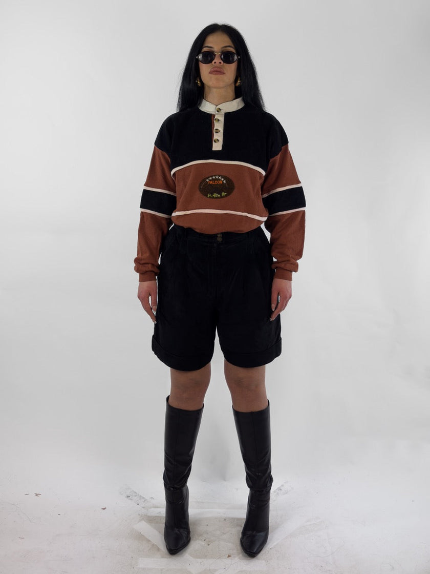 1990s PLEATED LEATHER BERMUDA SHORTS