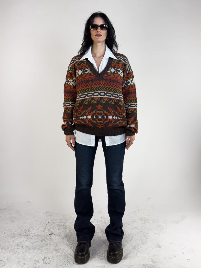 1980s V NECK KNIT JUMPER