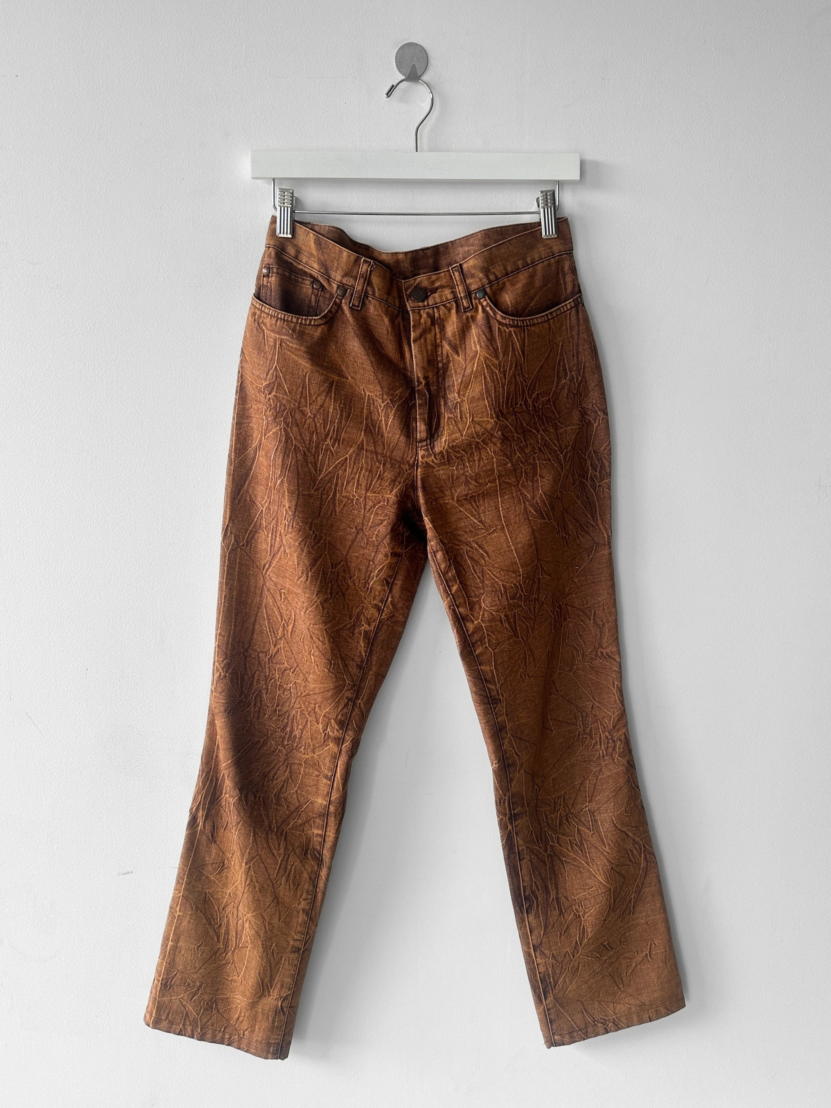 KENZO - 1980s DENIM TROUSERS WITH CRINKLED EFFECT WASH