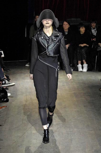 JUNYA WATANABE A/W 2007 ASYMMETRICAL LACE DRESS WITH BIKER JACKET