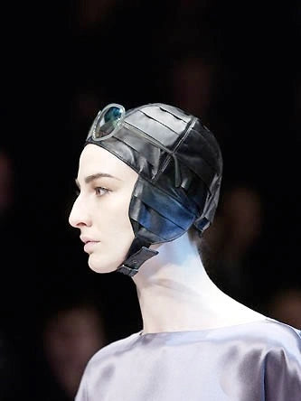 GIORGIO ARMANI 1990s HELMET INSPIRED LEATHER HAT
