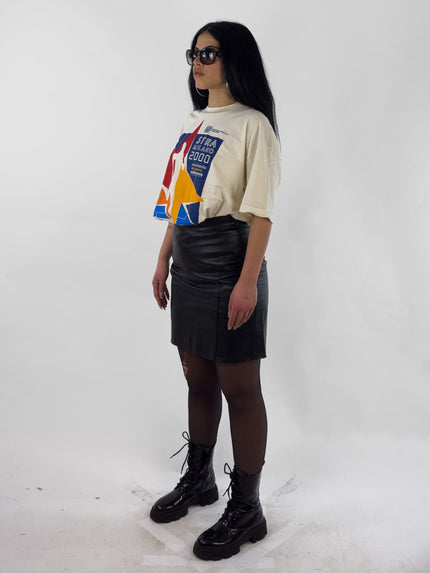 1990s HIGH WAIST LEATHER SKIRT