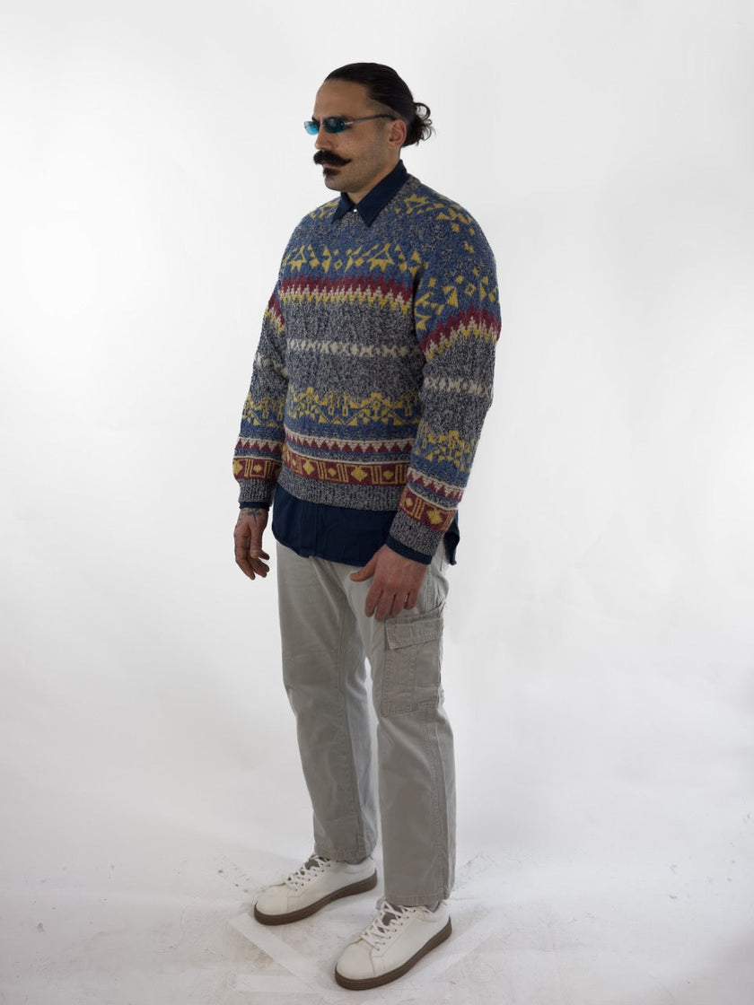 1990s GEOMETRIC JACQUARD JUMPER