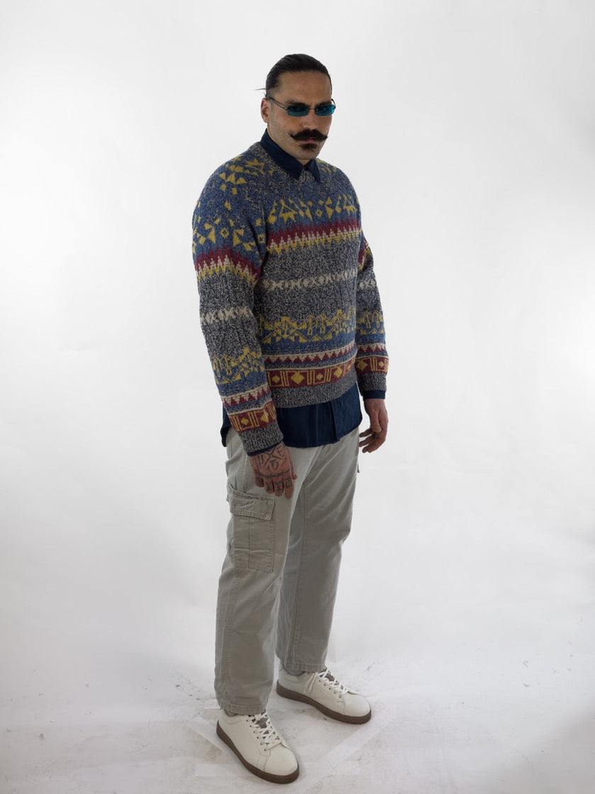 1990s GEOMETRIC JACQUARD JUMPER