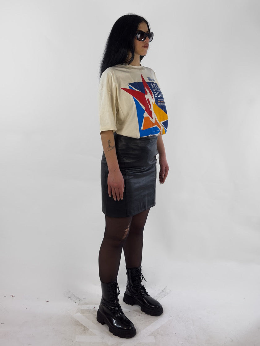 1990s HIGH WAIST LEATHER SKIRT