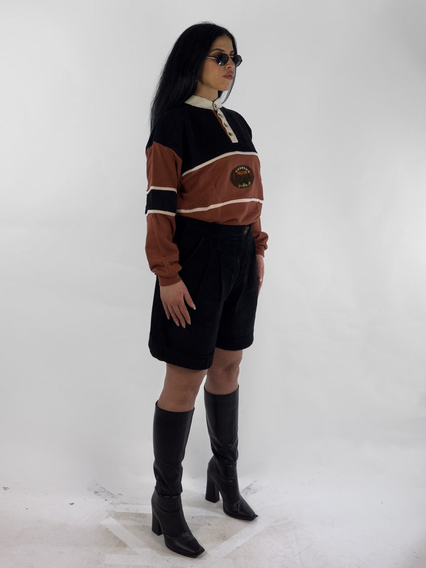 1990s PLEATED LEATHER BERMUDA SHORTS