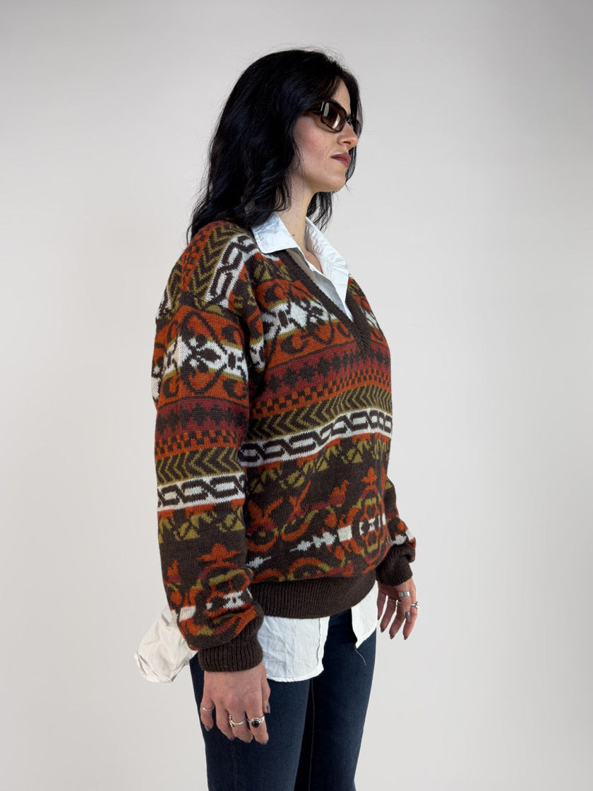 1980s V NECK KNIT JUMPER