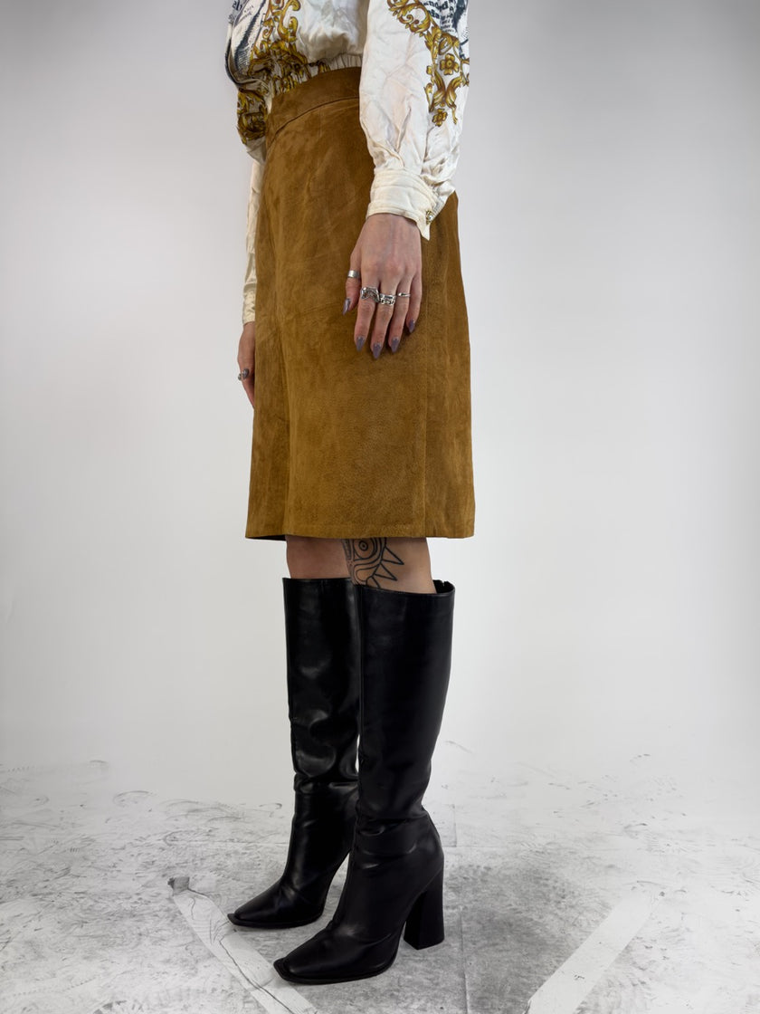 SUEDE PENCIL SKIRT