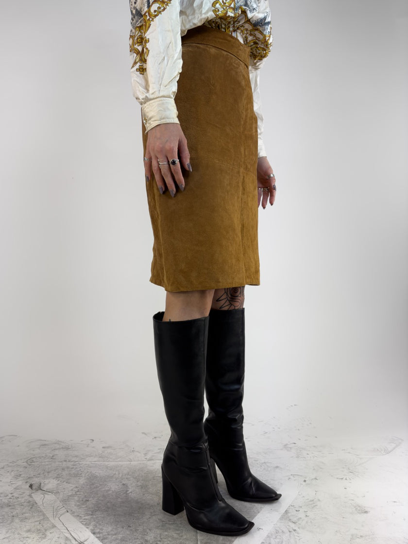 SUEDE PENCIL SKIRT